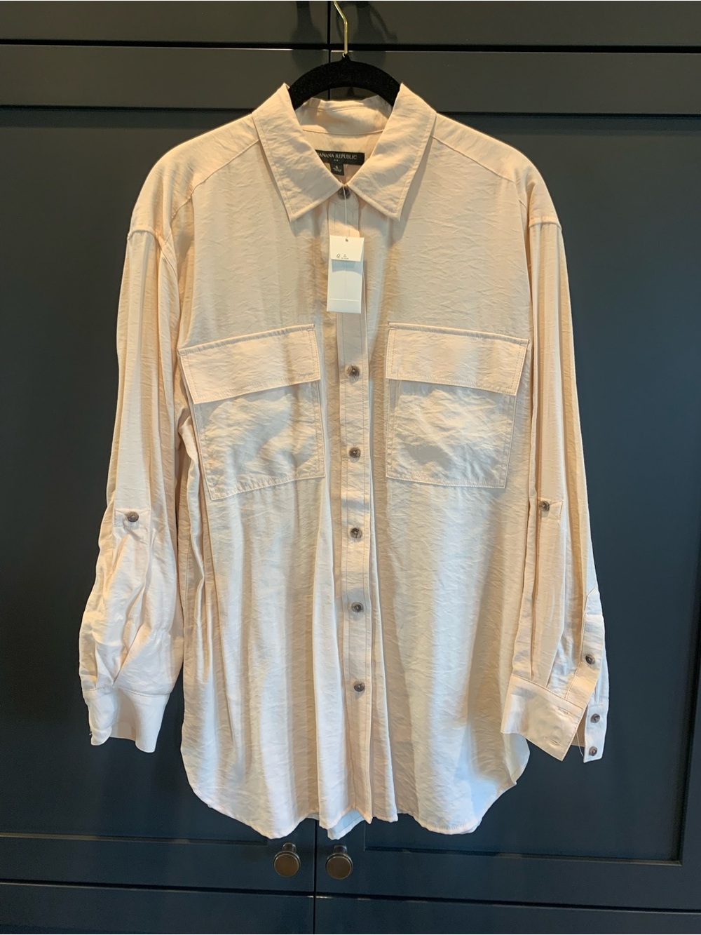 Banana Republic Light Cream Button-Front shirt.